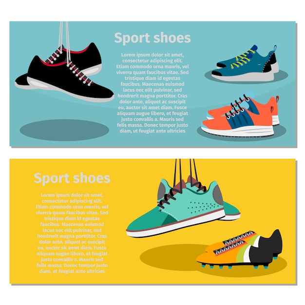 Vector conjunto de banners de zapatillas deportivas