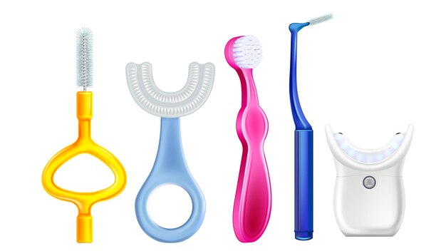 Conjunto de baño de cepillo de dientes vector realista