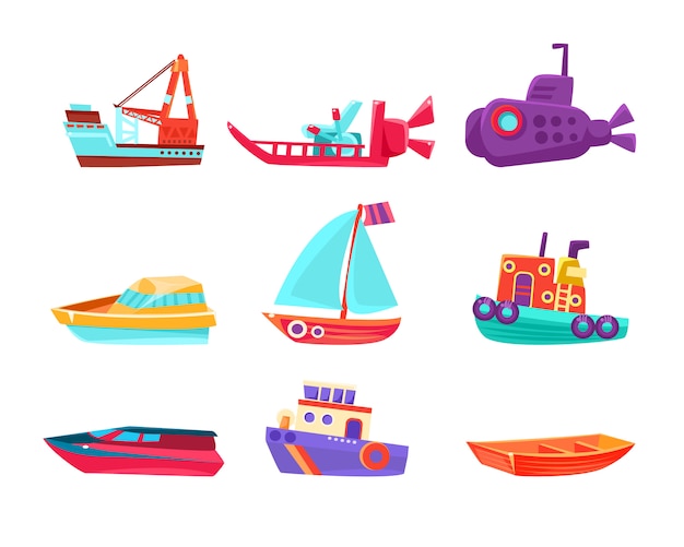 Conjunto de barcos de juguete de transporte de agua