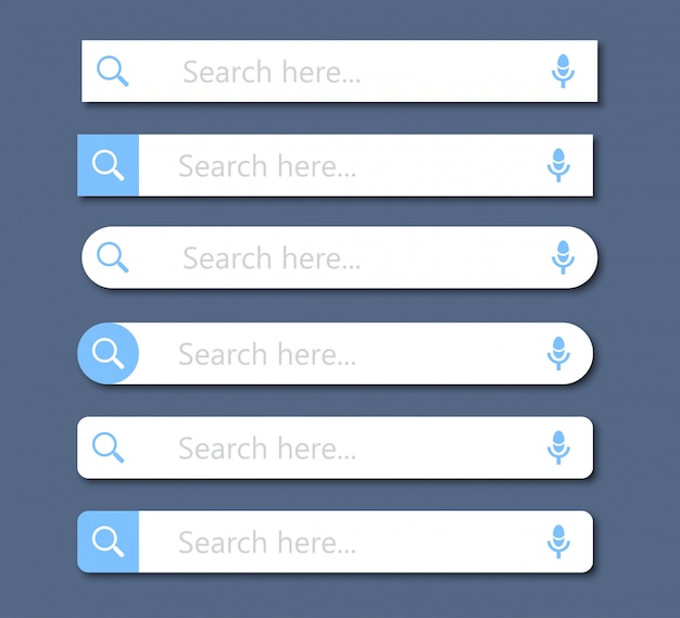 Conjunto de barra de búsqueda para sitio web en un diseño plano