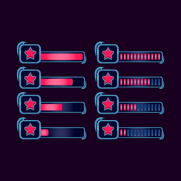 Vector conjunto de barra de progreso de estrella rpg de fantasía de gui para elementos de activos de interfaz de usuario del juego