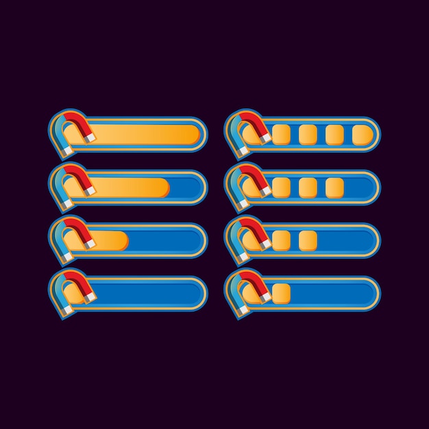 Conjunto de barra de progreso de imán casual divertido para elementos de activos de interfaz de usuario