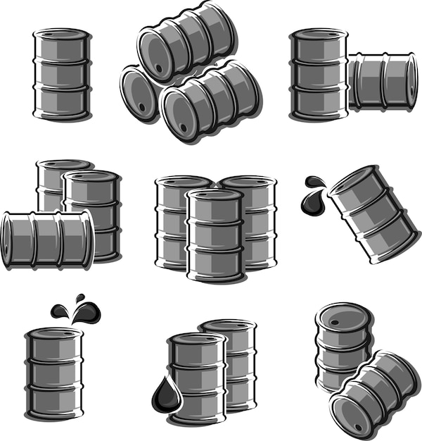 Conjunto de barril de petróleo Vector