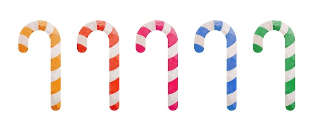 Conjunto de bastón de caramelo de Navidad estilo de color de agua ilustración vectorial
