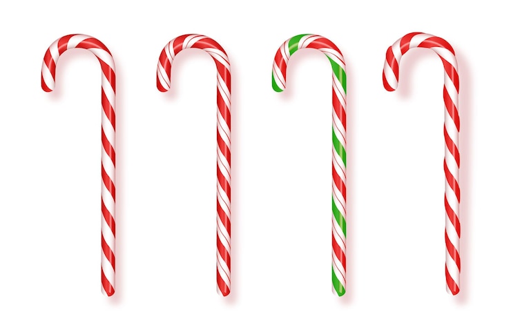 Vector conjunto de bastones de caramelo de navidad realistas bastón de caramelo de navidad realista vector ilustración vista superior icono gr