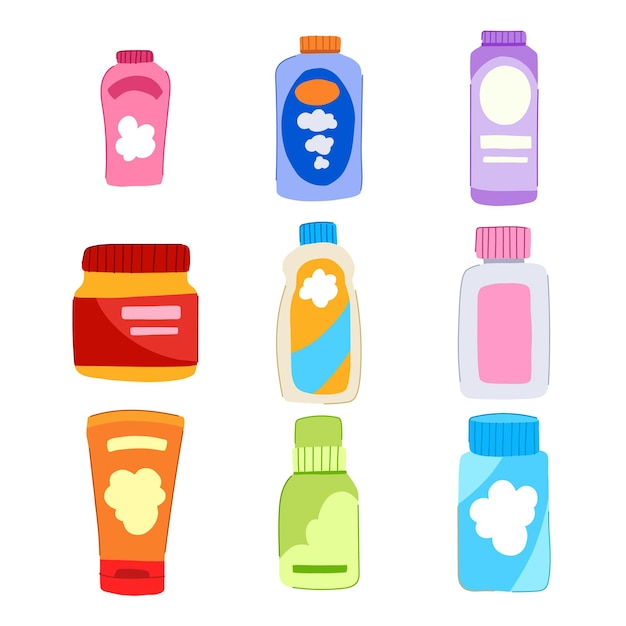 conjunto de bebé en polvo ilustración vectorial de dibujos animados