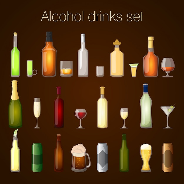 Vector conjunto de bebidas alcohólicas