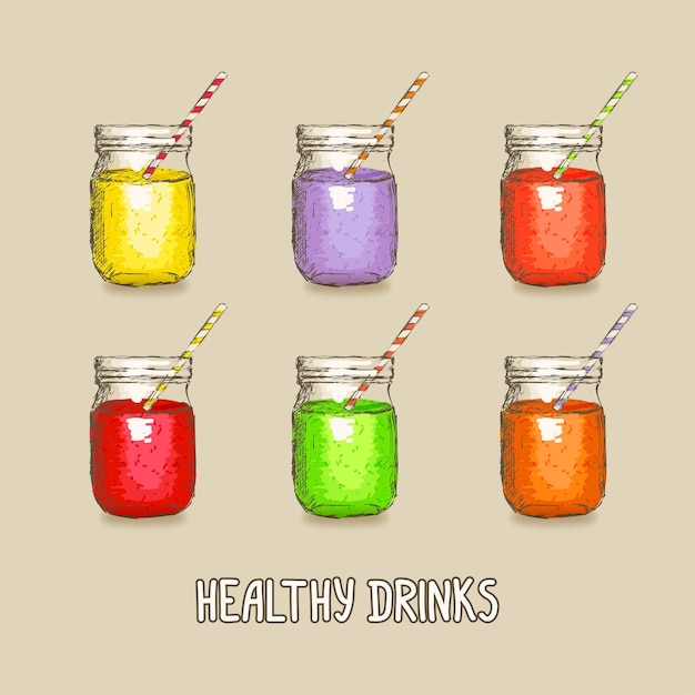 Conjunto de bebidas saludables