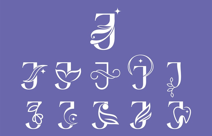Vector conjunto de belleza cosmética spa elegante logo letra j