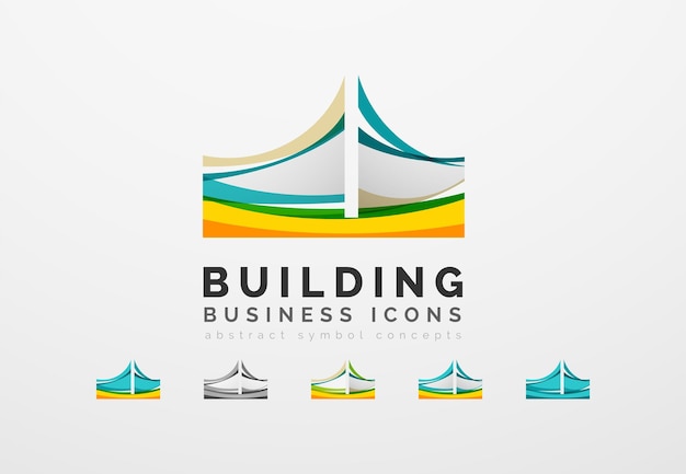 conjunto, de, bienes raíces, o, edificio, logotipo, negocio, iconos