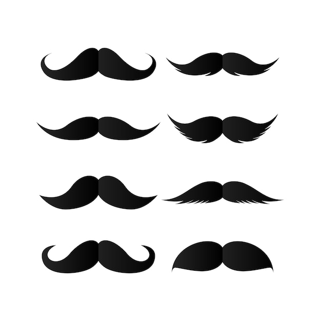 Conjunto de bigotes. silueta negra de bigotes.