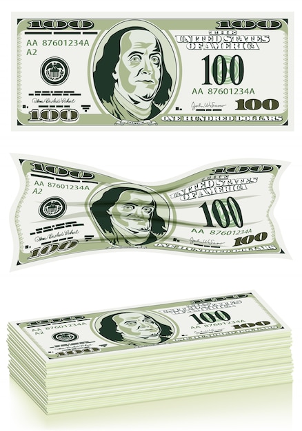 Vector conjunto de billetes de dólar