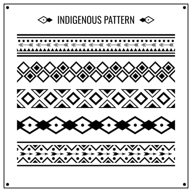 Conjunto de blanco y negro étnico indígena frontera sin costuras de América cinta decorativa tribal azteca