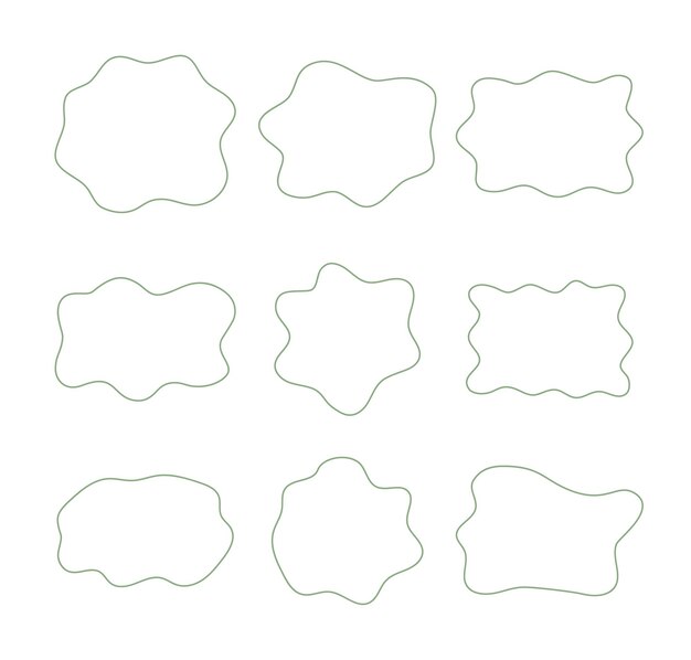 Conjunto de blob de contorno verde aislado para ilustración de vector artístico de decoración