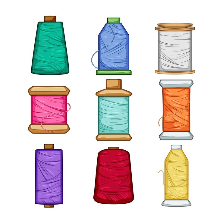 Vector conjunto de bobinas de hilo ilustración vectorial de dibujos animados
