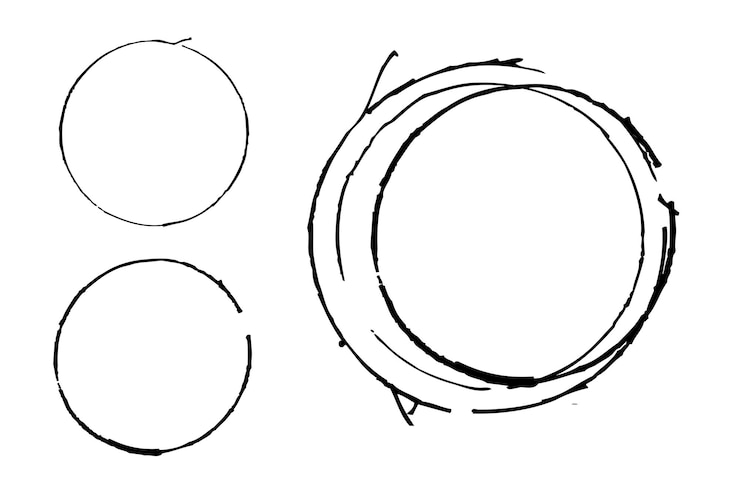 Vector conjunto de boceto de dibujo vectorial simple marco de círculo de línea negra