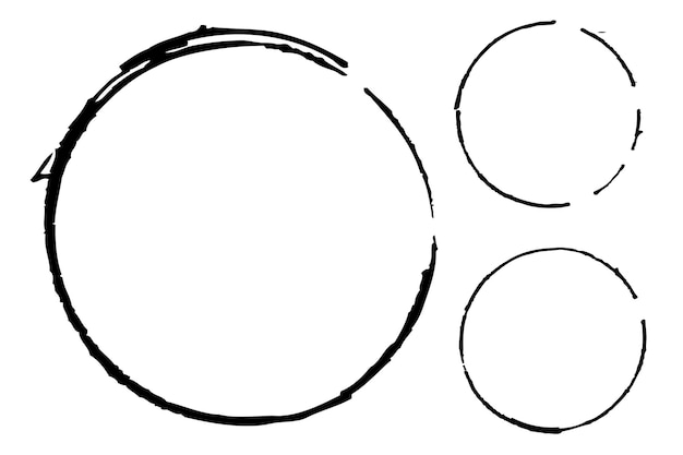Conjunto de boceto de dibujo vectorial simple marco de círculo de línea negra