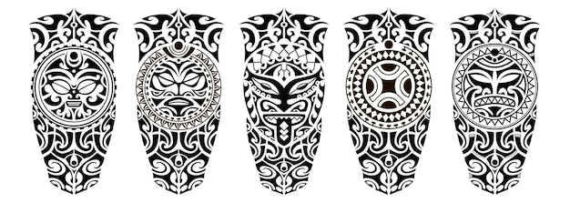 Conjunto de boceto de tatuaje estilo maorí para pierna u hombro