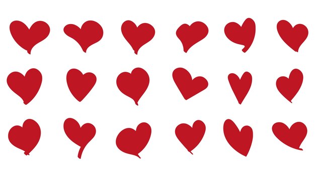Conjunto de bocetos de corazones Doodle Varios diferentes iconos de corazones dibujados a mano colección de amor aislado en blanco