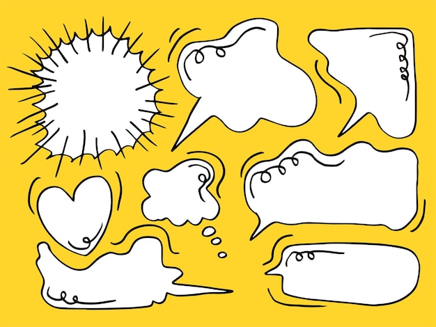 Conjunto de bocetos dibujados a mano Burbujas de habla Ilustración vectorial