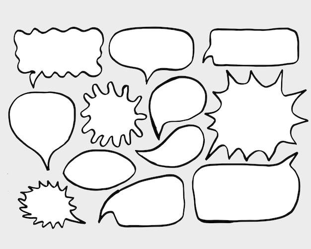 Conjunto de bocetos dibujados a mano Burbujas de habla Ilustración vectorial