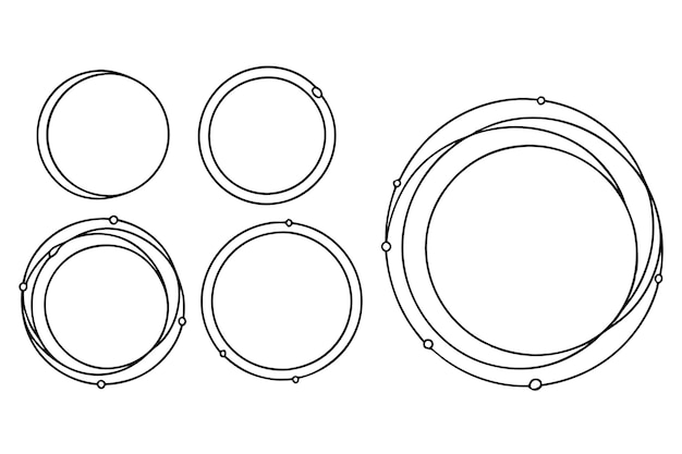 Conjunto de bocetos de líneas circulares dibujadas a mano Vector de garabateo circular dibujado en círculos redondos elemento de diseño