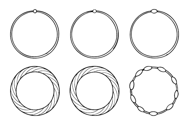 Conjunto de bocetos de líneas circulares dibujadas a mano Vector de garabateo circular dibujado en círculos redondos elemento de diseño