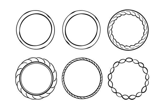 Conjunto de bocetos de líneas circulares dibujadas a mano Vector de garabateo circular dibujado en círculos redondos elemento de diseño