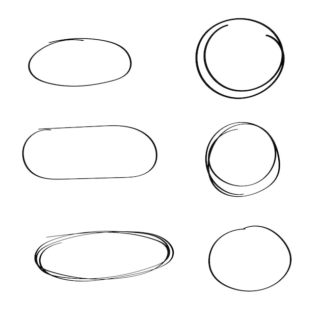Conjunto de bocetos de líneas garabateadas de círculo dibujado a mano Ilustración vectorial