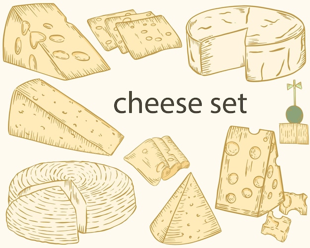 Conjunto de bocetos de queso