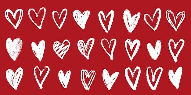 Conjunto de bocetos de tinta de amor dibujados a mano El día de San Valentín Timbre de carta Tiza lápiz de lápiz elementos
