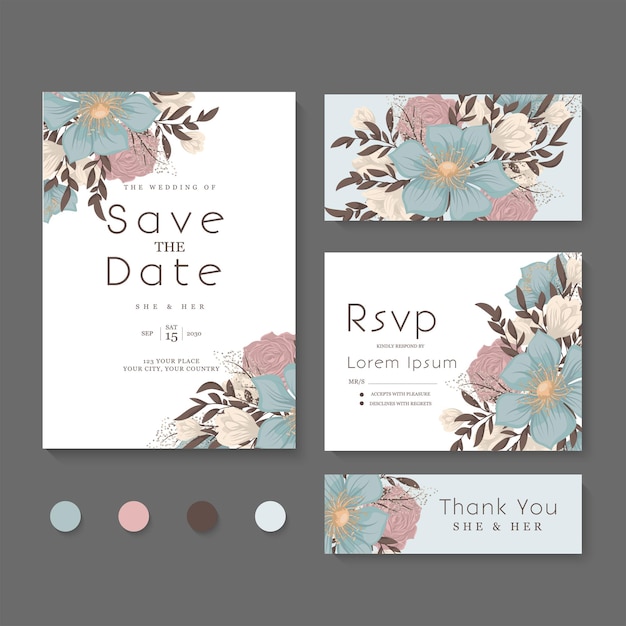 Vector conjunto de boda floral