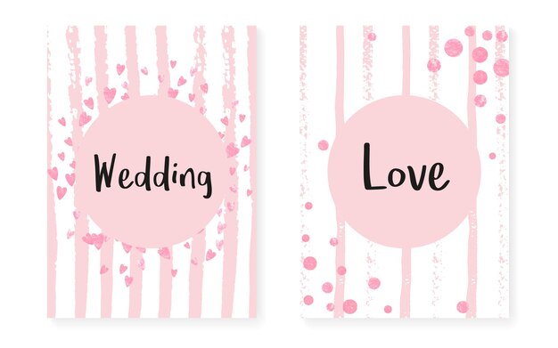 Vector conjunto de boda con puntos y lentejuelas tarjeta de invitación de despedida de soltera