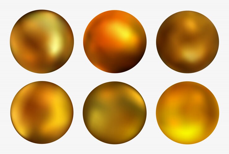 Vector conjunto de bolas doradas 3d