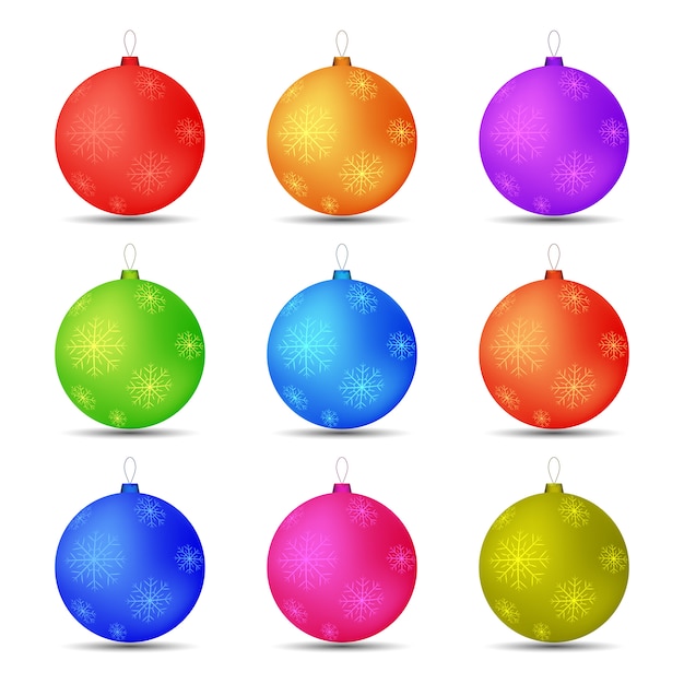 Conjunto de bolas de juguetes de Navidad copos de nieve en diferentes colores