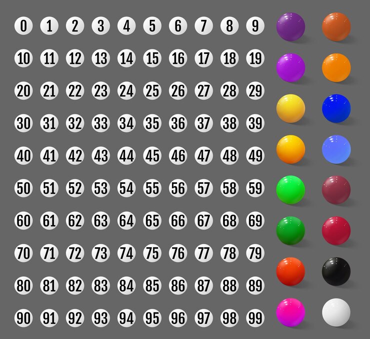 Vector conjunto de bolas de lotería y números para ellos colección para crear bolas de lotería básicas vector