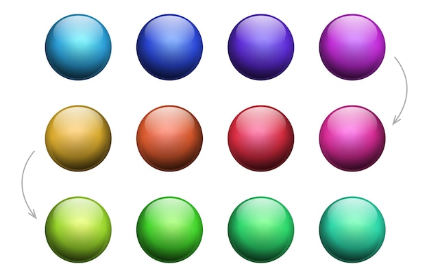 Conjunto de bolas multicolores Elemento de diseño Ilustración vectorial