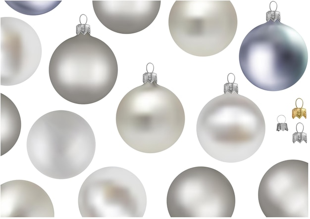Un conjunto de bolas de Navidad de plata como un conjunto para diseñadores e ilustradores
