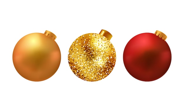 Conjunto de bolas de navidad realistas vectoriales