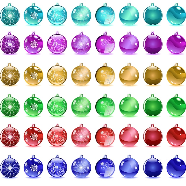 Conjunto de bolas navideñas multicolores
