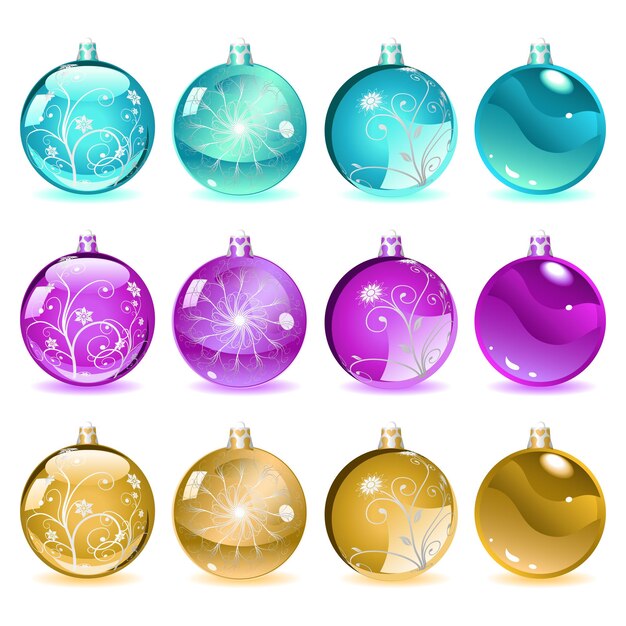Conjunto de bolas navideñas multicolores