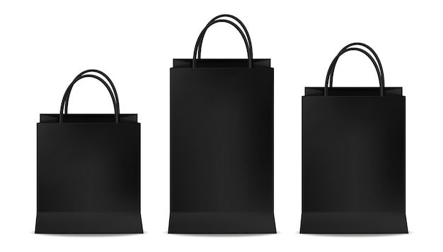 Vector conjunto de bolsas de colores, aislado, maqueta de embalaje, diseño de paquete, ilustración de vector de objeto de tienda