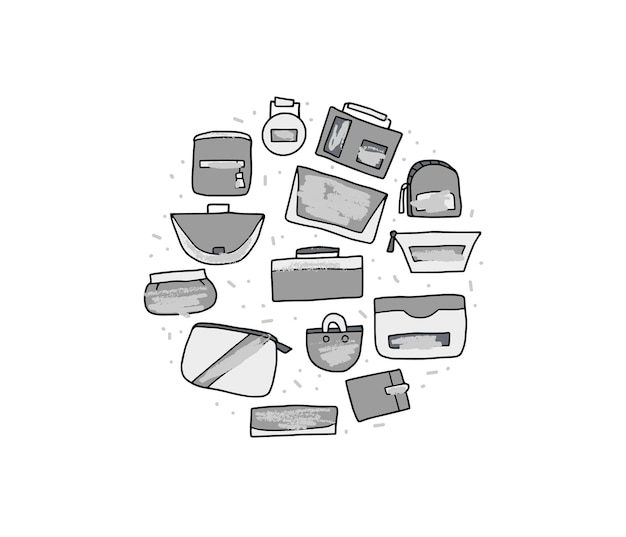 Conjunto de bolsos de mano ilustración de diseño vectorial