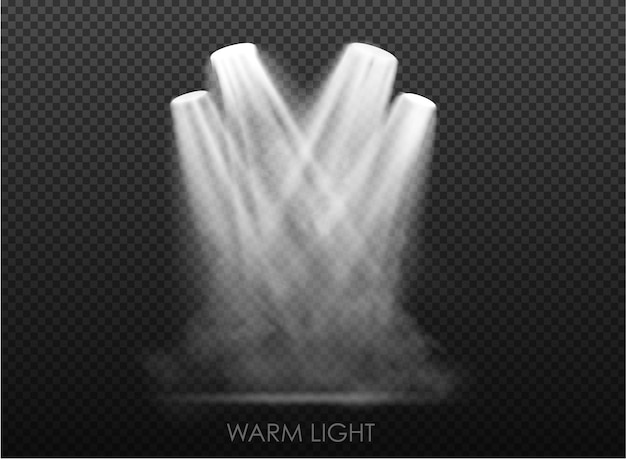 Conjunto de bombilla de luz cálida sobre un fondo transparente.