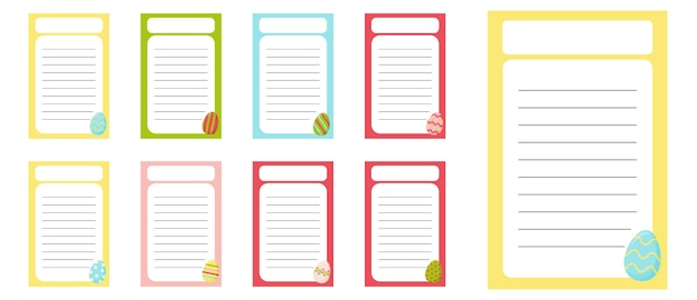 Conjunto de bonitas etiquetas de huevos de Pascua Memorando y papel Ilustración vectorial