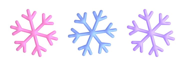 Vector conjunto de bonitos copos de nieve 3d realistas elemento de diseño de dibujos animados 3d ilustración vectorial