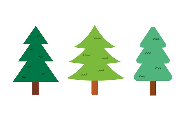 Conjunto de bonitos dibujos de árboles de Navidad dibujados a mano por elementos de la naturaleza