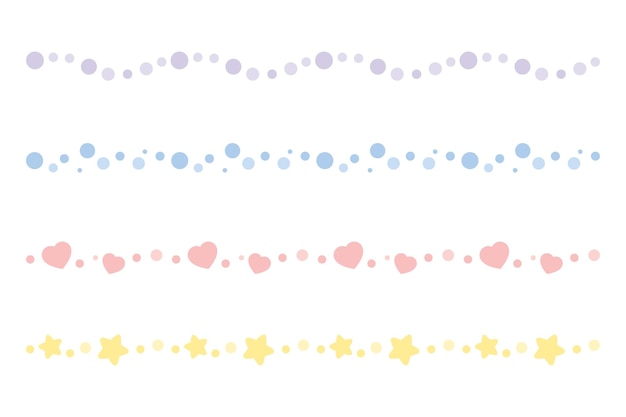 Conjunto de borde de confeti pastel lindo sin costura Ilustración de vector plano