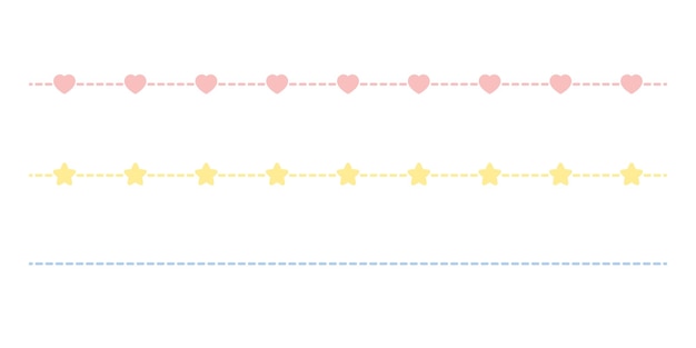 Conjunto de borde de línea discontinua pastel lindo sin costura Ilustración de vector plano