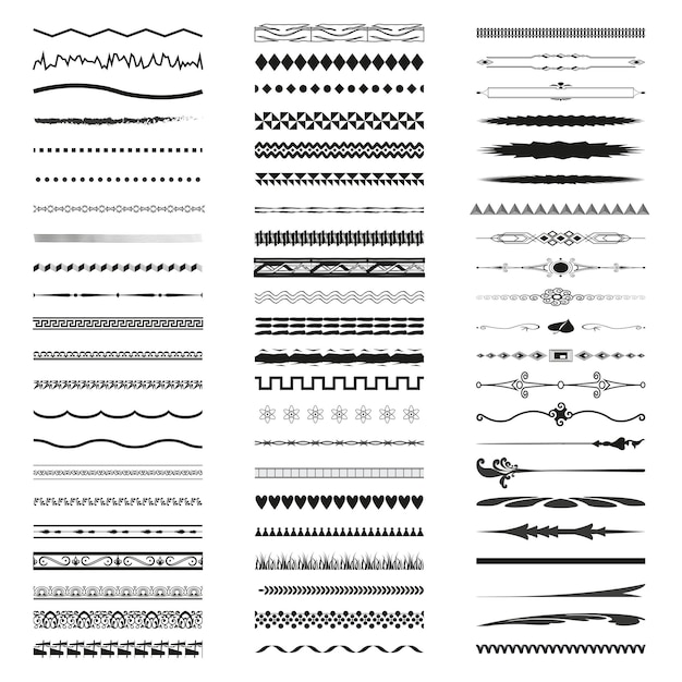 Conjunto de bordes decorativos Varios estilos vector negro y blanco Diseño sencillo